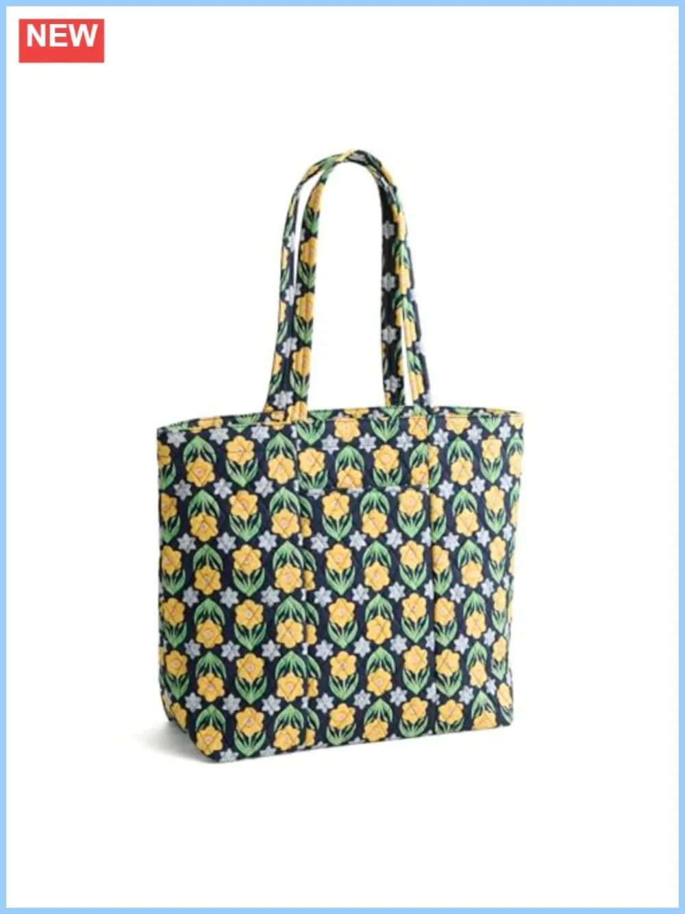 Premium Cotton Quilted Zip Tote Bag with Shoulder Straps - Large Capacity